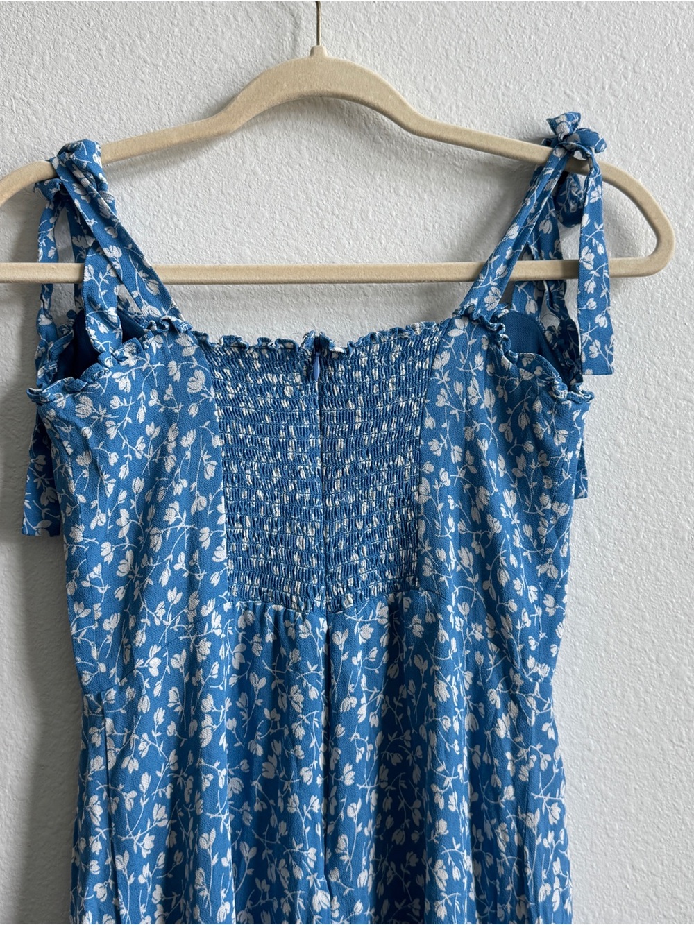Reformation Blue Floral Tie-Strap Midi Dress - Picture 3 of 5